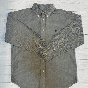 Ralph Lauren Boys Button Down Shirt Medium Gray Oxford Dress Shirt